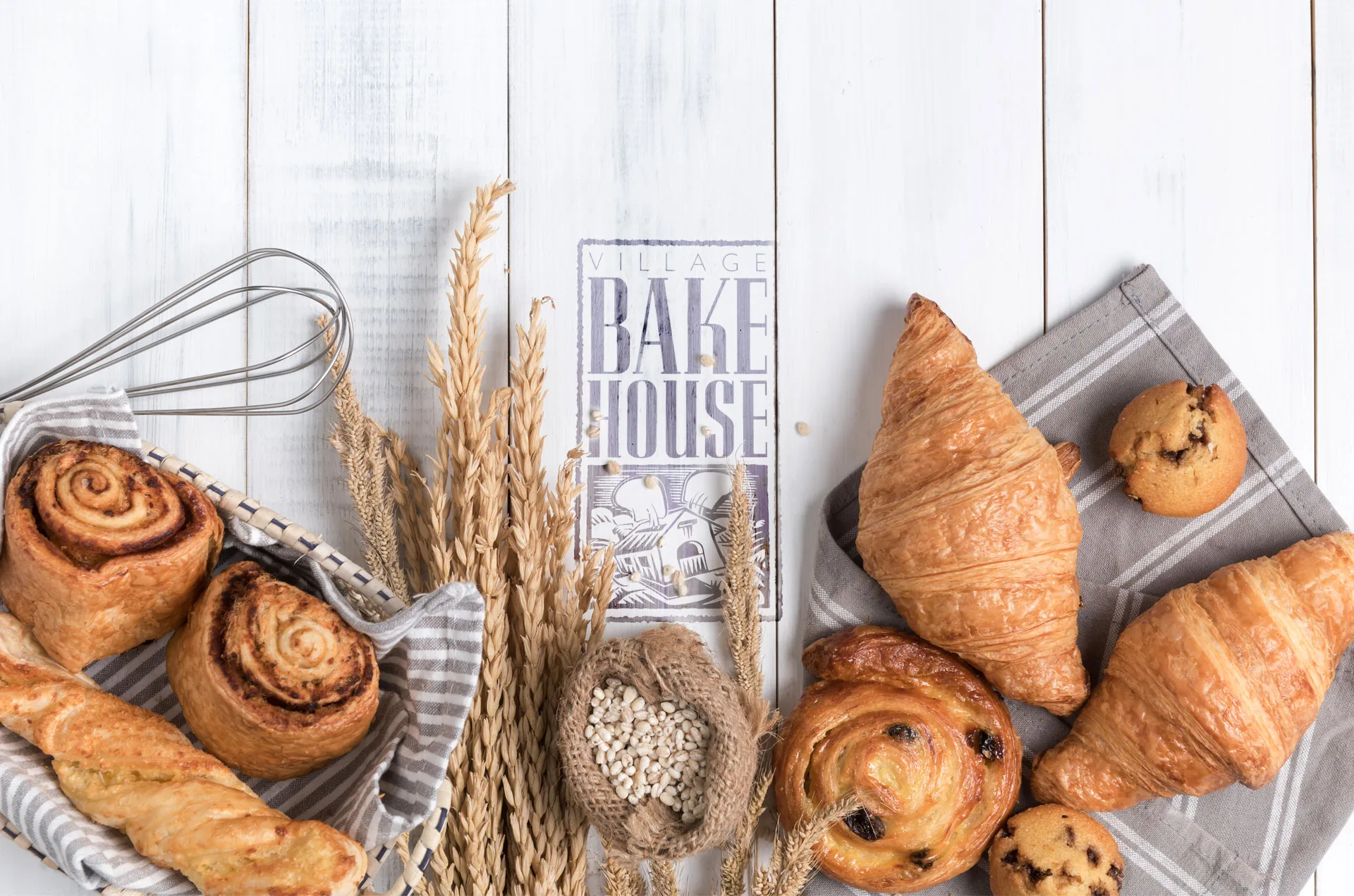 A board of breads and pastries from the Village Bakehouse kitchen.