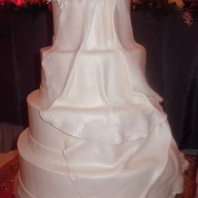 Draped white tiers